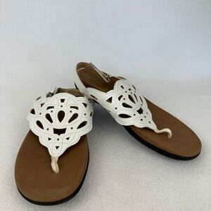 Rockport Ridge Sling Strap White Thong Sandals Womens size 10